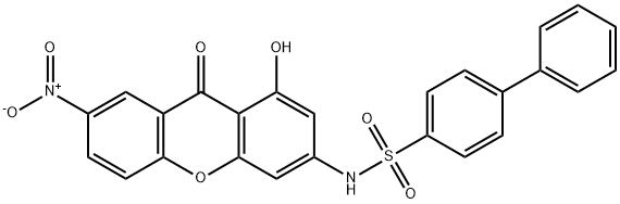[1,1'-Biphenyl]-4-sulfonamide, N-(1-hydroxy-7-nitro-9-oxo-9H-xanthen-3-yl)- Structure