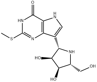 4H-Pyrrolo3,2-dpyrimidin-4-one, 7-(2S,3S,4R,5R)-3,4-dihydroxy-5-(hydroxymethyl)-2-pyrrolidinyl-1,5-dihydro-2-(methylthio)- Struktur