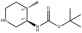 Carbamic acid, [(3R,4S)-4-methyl-3-piperidinyl]-, 1,1-dimethylethyl ester, rel- Structure