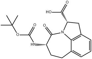 (3S,6S)-3-((叔丁氧羰基)氨基)-4-氧-1,2,3,4,6,7-六氢氮杂环庚烷[3,2,1-HI]吲哚-6-羧酸 结构式