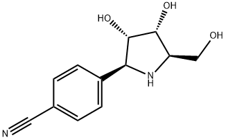 Benzonitrile, 4-(2S,3S,4R,5R)-3,4-dihydroxy-5-(hydroxymethyl)-2-pyrrolidinyl- Structure