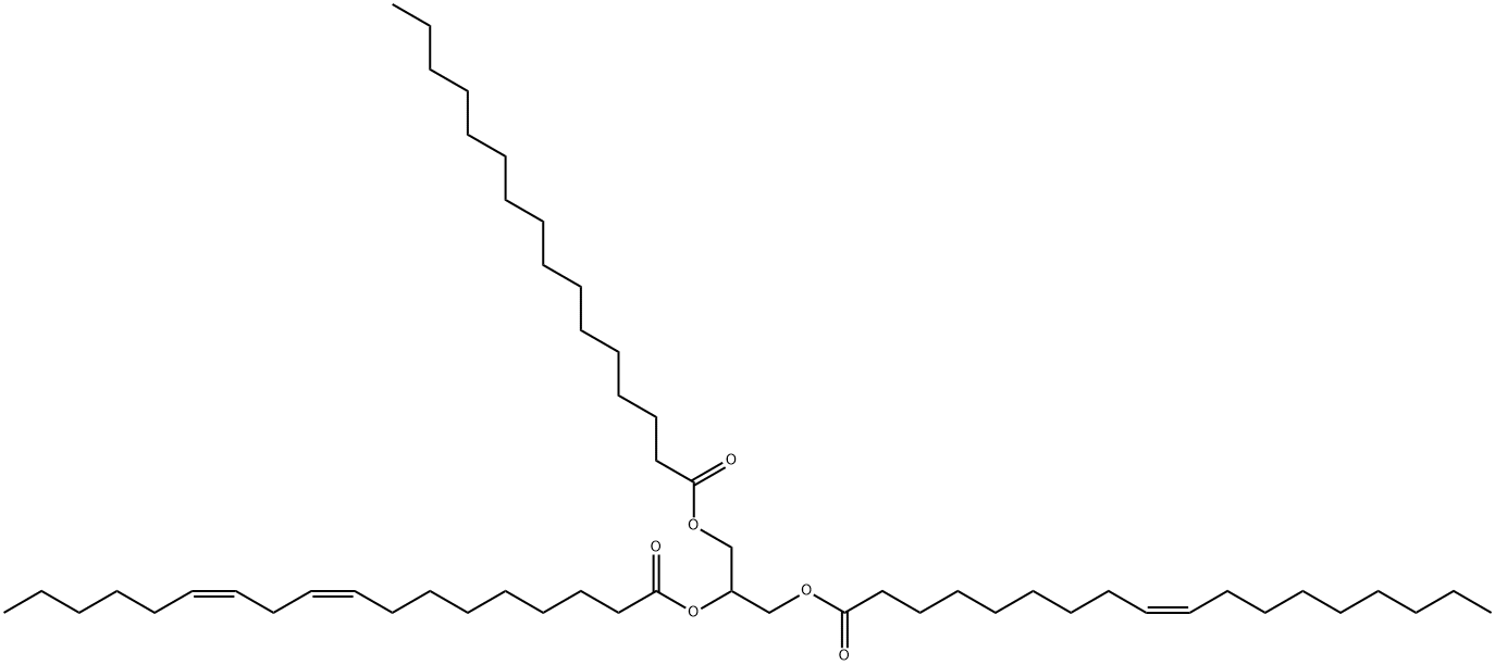 (9Z,12Z)-9,12-Octadecadienoic Acid 1-[[(1-Oxohexadecyl)oxy]methyl]-2-[[(9Z)-1-oxo-9-octadecenyl]oxy]ethyl Ester Structure