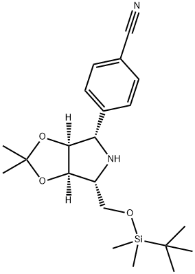 Benzonitrile, 4-(3aS,4S,6R,6aR)-6-(1,1-dimethylethyl)dimethylsilyloxymethyltetrahydro-2,2-dimethyl-4H-1,3-dioxolo4,5-cpyrrol-4-yl- Structure