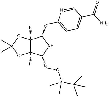 3-Pyridinecarboxamide, 6-(3aS,4S,6R,6aR)-6-(1,1-dimethylethyl)dimethylsilyloxymethyltetrahydro-2,2-dimethyl-4H-1,3-dioxolo4,5-cpyrrol-4-ylmethyl- Struktur