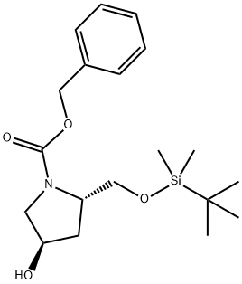 1-Pyrrolidinecarboxylic acid, 2-[[[(1,1-dimethylethyl)dimethylsilyl]oxy]methyl]-4-hydroxy-, phenylmethyl ester, (2S,4R)- Structure