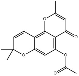 5-Acetoxy-2,8,8-trimethyl-4H,8H-benzo[1,2-b:3,4-b']dipyran-4-one Structure