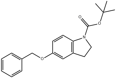 1H-Indole-1-carboxylic acid, 2,3-dihydro-5-(phenylmethoxy)-, 1,1-dimethylethyl ester 化学構造式