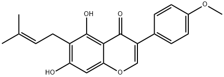 4H-1-Benzopyran-4-one, 5,7-dihydroxy-3-(4-methoxyphenyl)-6-(3-methyl-2-buten-1-yl)- Struktur