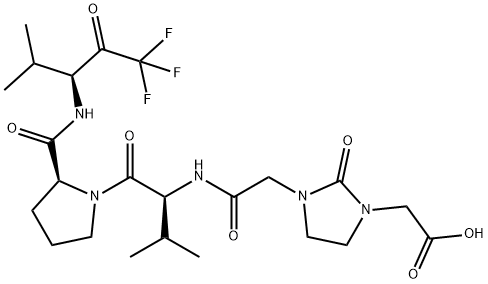 2-オキソ-3-(カルボキシメチル)イミダゾリジン-1-イルメチルカルボニル-L-Val-L-Pro-L-Val-トリフルオロメタン 化学構造式