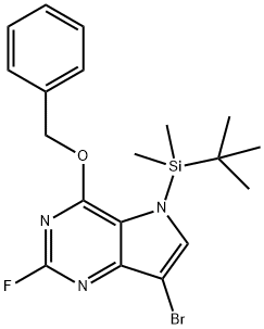 5H-Pyrrolo3,2-dpyrimidine, 7-bromo-5-(1,1-dimethylethyl)dimethylsilyl-2-fluoro-4-(phenylmethoxy)- 结构式