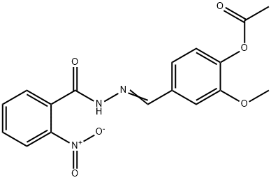 2-methoxy-4-[2-(2-nitrobenzoyl)carbonohydrazonoyl]phenyl acetate 结构式