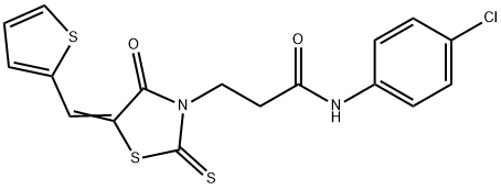 308295-11-6 (E)-N-(4-氯苯基)-3-(4-氧代-5-(噻吩-2-基亚甲基)-2-硫代噻唑啉-3-基)丙酰胺
