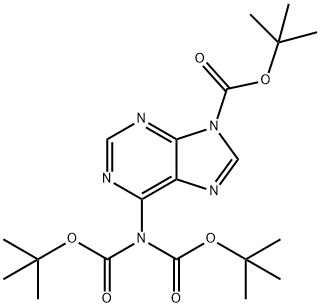 9H-Purine-9-carboxylic acid, 6-[bis[(1,1-dimethylethoxy)carbonyl]amino]-, 1,1-dimethylethyl ester Structure
