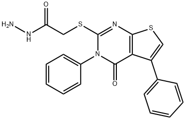 2-[(3,5-ジフェニル-4-オキソ-3,4-ジヒドロチエノ[2,3-d]ピリミジン-2-イル)チオ]アセトヒドラジド 化学構造式