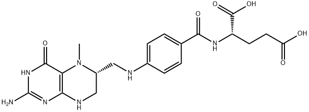 L-Glutamic acid, N-[4-[[[(6R)-2-amino-3,4,5,6,7,8-hexahydro-5-methyl-4-oxo-6-pteridinyl]methyl]amino]benzoyl]- Struktur