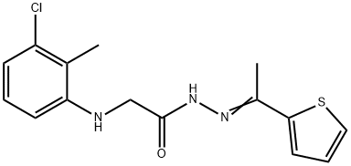 2-[(3-chloro-2-methylphenyl)amino]-N'-[1-(2-thienyl)ethylidene]acetohydrazide (non-preferred name),327068-56-4,结构式