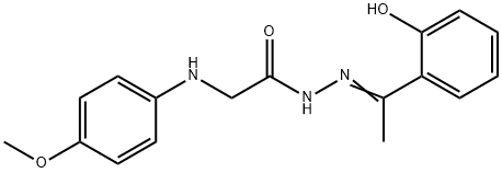 N'-[1-(2-hydroxyphenyl)ethylidene]-2-[(4-methoxyphenyl)amino]acetohydrazide (non-preferred name) 化学構造式