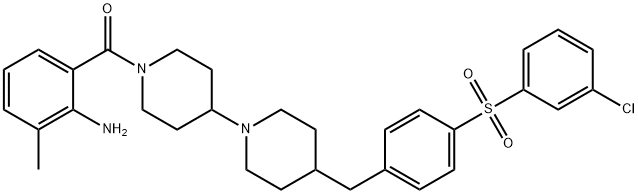 Methanone, (2-amino-3-methylphenyl)[4-[[4-[(3-chlorophenyl)sulfonyl]phenyl]methyl][1,4'-bipiperidin]-1'-yl]- Struktur