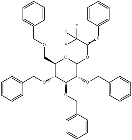 D-Glucopyranose, 2,3,4,6-tetrakis-O-(phenylmethyl)-, 1-(2,2,2-trifluoro-N-phenylethanimidate) Structure