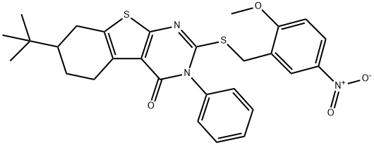 7-tert-butyl-2-[(2-methoxy-5-nitrophenyl)methylsulfanyl]-3-phenyl-5,6,7,8-tetrahydro-[1]benzothiolo[2,3-d]pyrimidin-4-one|