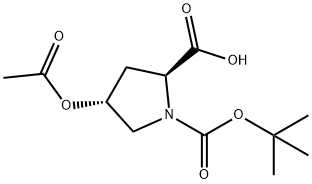 1,2-Pyrrolidinedicarboxylic acid, 4-(acetyloxy)-, 1-(1,1-dimethylethyl) ester, (2S,4R)-,361483-69-4,结构式