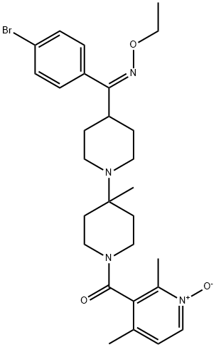 [4-[4-[C-(4-bromophenyl)-N-ethoxy-carbonimidoyl]-1-piperidyl]-4-methyl-1-piperidyl]-(2,4-dimethyl-1-oxido-pyridin-3-yl)methanone Structure
