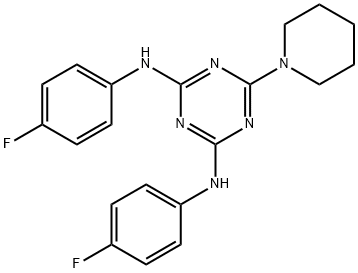 2-N,4-N-bis(4-fluorophenyl)-6-piperidin-1-yl-1,3,5-triazine-2,4-diamine,371220-19-8,结构式