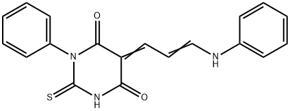 (5E)-5-[(E)-3-anilinoprop-2-enylidene]-1-phenyl-2-sulfanylidene-1,3-diazinane-4,6-dione Structure