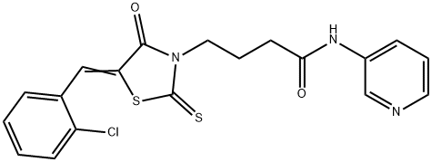 4-[(5Z)-5-[(2-chlorophenyl)methylidene]-4-oxo-2-sulfanylidene-1,3-thiazolidin-3-yl]-N-pyridin-3-ylbutanamide Struktur