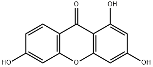 1,3,6-トリヒドロキシキサントン 化学構造式