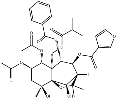 403505-80-6 3-Furancarboxylic acid, (3S,4S,5S,5aS,6R,7S,9S,9aS,10R)-6,7-bis(acetyloxy)-5-(benzoyloxy)octahydro-9,10-dihydroxy-2,2,9-trimethyl-5a-[(2-methyl-1-oxopropoxy)methyl]-2H-3,9a-methano-1-benzoxepin-4-yl ester
