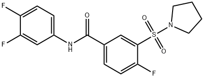 N-(3,4-Difluorophenyl)-4-fluoro-3-(pyrrolidin-1-ylsulfonyl)benzamide Structure