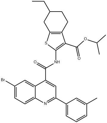 isopropyl 2-(6-bromo-2-(m-tolyl)quinoline-4-carboxamido)-6-ethyl-4,5,6,7-tetrahydrobenzo[b]thiophene-3-carboxylate Structure