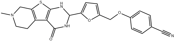 4-[[5-(7-methyl-4-oxo-1,2,3,5,6,8-hexahydropyrido[2,3]thieno[2,4-d]pyrimidin-2-yl)furan-2-yl]methoxy]benzonitrile Structure
