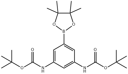 二氨基甲酸二叔丁基(5-(4,4,5,5-四甲基-1,3,2-二氧杂硼烷-2-基)-1,3-亚苯基) 结构式