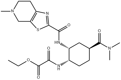 Acetic acid, 2-[[(1S,2R,4S)-4-[(dimethylamino)carbonyl]-2-[[(4,5,6,7-tetrahydro-5-methylthiazolo[5,4-c]pyridin-2-yl)carbonyl]amino]cyclohexyl]amino]-2-oxo-, ethyl ester 化学構造式