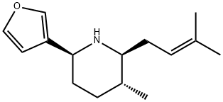 (2S)-6β-(3-Furanyl)-3α-methyl-2β-(3-methyl-2-butenyl)piperidine Struktur