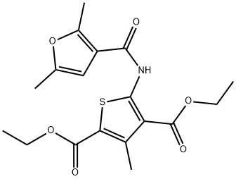 diethyl 5-(2,5-dimethylfuran-3-carboxamido)-3-methylthiophene-2,4-dicarboxylate Structure