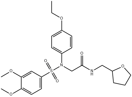 N~2~-[(3,4-dimethoxyphenyl)sulfonyl]-N~2~-(4-ethoxyphenyl)-N-(tetrahydrofuran-2-ylmethyl)glycinamide, 535942-80-4, 结构式