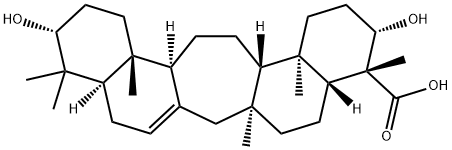 (4R)-3β,21β-ジヒドロキシ-C(14a)-ホモ-27-ノルガンマセラ-14-エン-23-酸 化学構造式