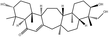 3β,21α,24-Trihydroxy-C(14a)-homo-27-norgammacer-14(15)-en-16-one Struktur