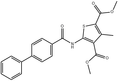 dimethyl 5-([1,1'-biphenyl]-4-ylcarboxamido)-3-methylthiophene-2,4-dicarboxylate Structure