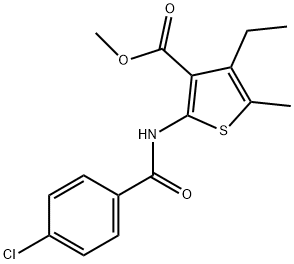 3-Thiophenecarboxylic acid, 2-[(4-chlorobenzoyl)amino]-4-ethyl-5-methyl-, methyl ester Structure