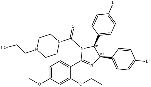 548472-76-0 Methanone, [(4R,5S)-4,5-bis(4-bromophenyl)-2-(2-ethoxy-4-methoxyphenyl)-4,5-dihydro-1H-imidazol-1-yl][4-(2-hydroxyethyl)-1-piperazinyl]-, rel-