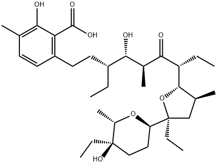 55051-84-8 Benzoic acid, 6-[(3R,4S,5S,7R)-3-ethyl-7-[(2S,3S,5S)-5-ethyl-5-[(2R,5R,6S)-5-ethyltetrahydro-5-hydroxy-6-methyl-2H-pyran-2-yl]tetrahydro-3-methyl-2-furanyl]-4-hydroxy-5-methyl-6-oxononyl]-2-hydroxy-3-methyl-