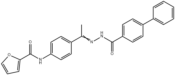 N-[4-[(E)-C-methyl-N-[(4-phenylbenzoyl)amino]carbonimidoyl]phenyl]furan-2-carboxamide Structure