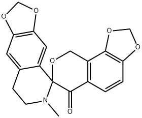 7',8'-ジヒドロ-6'-メチルスピロ[7H-1,3-ジオキソロ[4,5-h][2]ベンゾピラン-7,5'(6'H)-[1,3]ジオキソロ[4,5-g]イソキノリン]-6(9H)-オン 化学構造式
