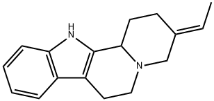 rac-(3E)-3-エチリデン-1,2,3,4,6,7,12,12bα*-オクタヒドロインドロ[2,3-a]キノリジン 化学構造式