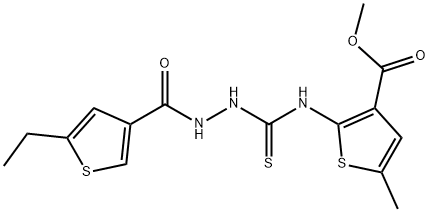 methyl 2-(2-(5-ethylthiophene-3-carbonyl)hydrazinecarbothioamido)-5-methylthiophene-3-carboxylate,588675-77-8,结构式