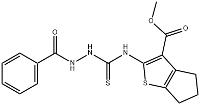 methyl 2-(2-benzoylhydrazinecarbothioamido)-5,6-dihydro-4H-cyclopenta[b]thiophene-3-carboxylate 结构式